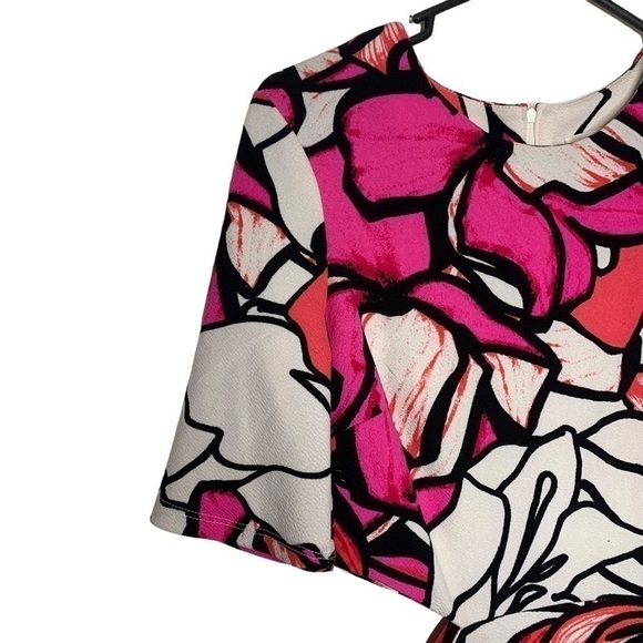 BISOU Bisou Short Sleeve Floral Cutout Midi Dress Size 8 - Picture 5 of 14